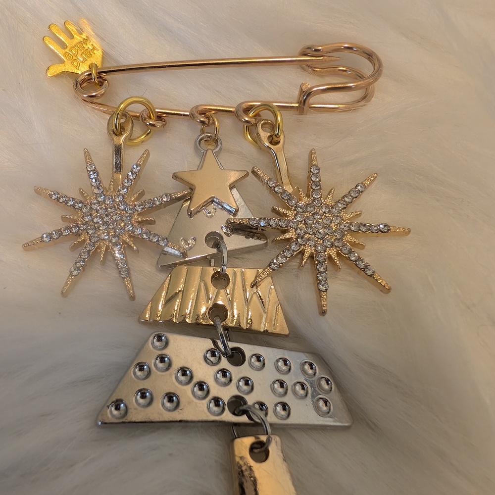 Upcycled Gold and Silver Star Brooch